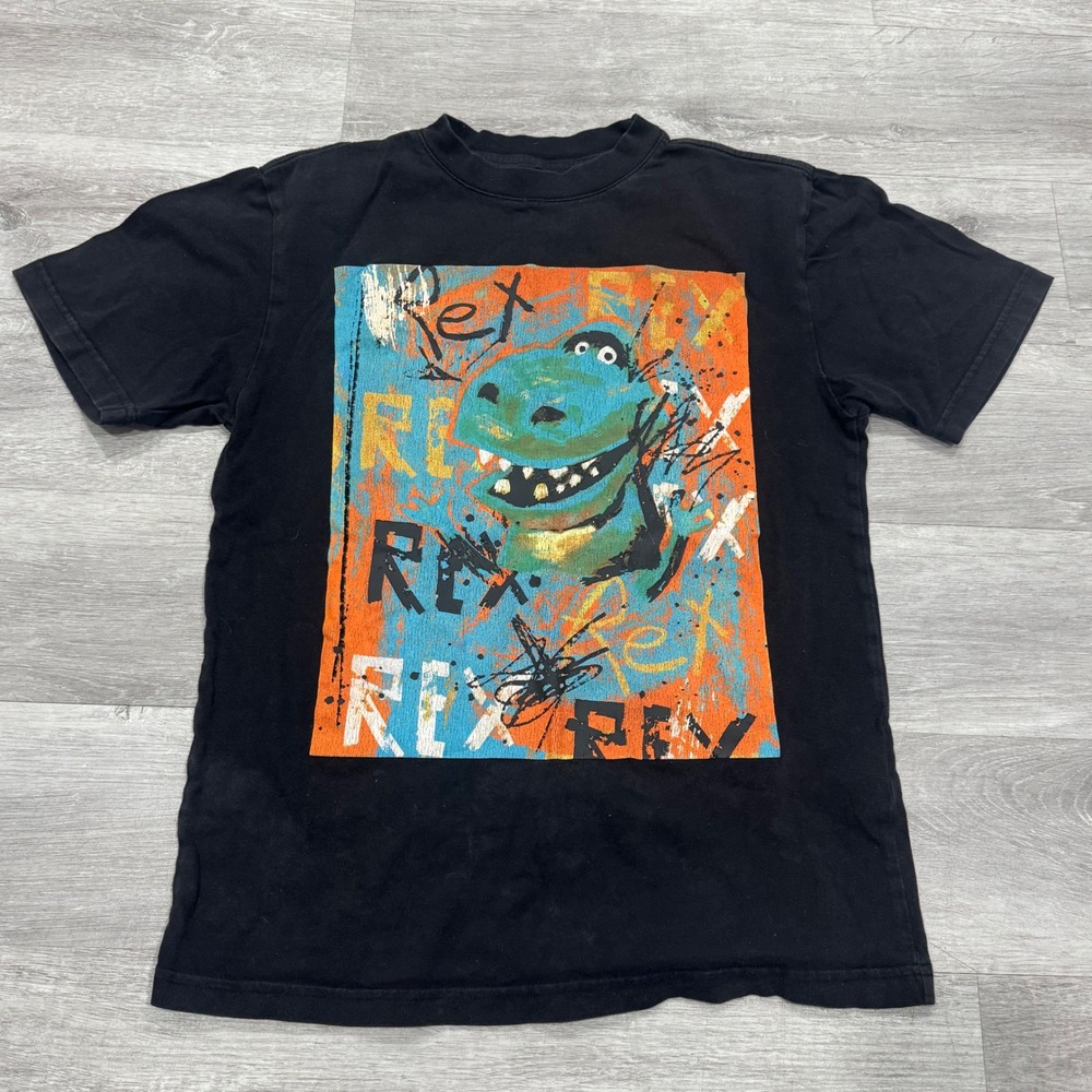 Disney Pixar Toy Story Rex Graffiti Graphic T-Shirt Black Short Sleeve Small